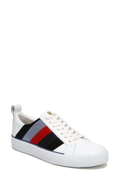 Shop Diane Von Furstenberg Tess Lace-up Sneaker In White/ Lipstick