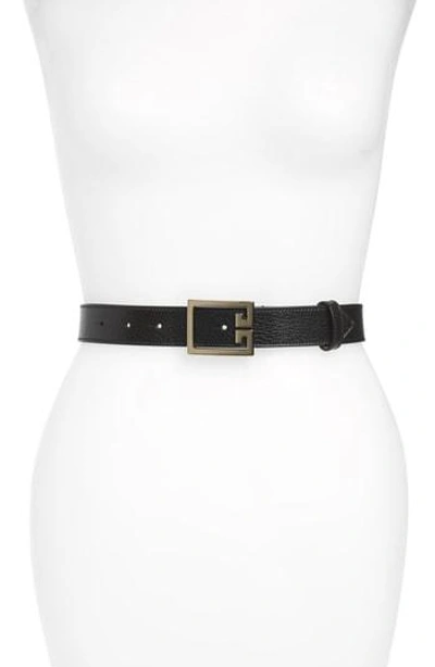 Shop Givenchy Flat Shiny Buckle Grained Leather Belt In Black