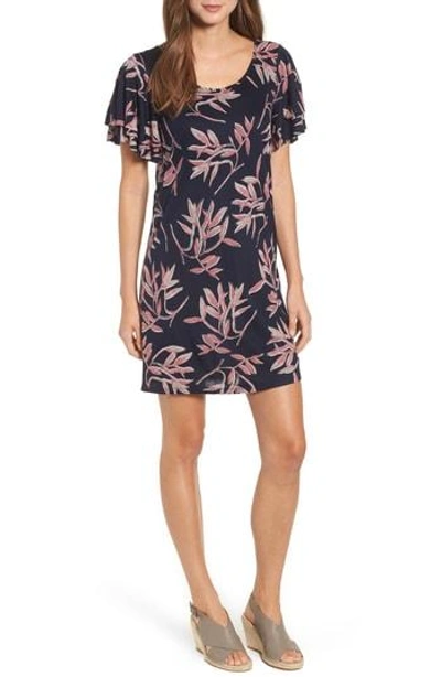 Shop Lucky Brand Printed Ruffle Sleeve Dress In Pink Multi