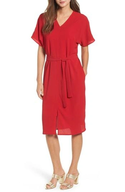 Shop Bobeau Stretch Crepe Dress In Red Tomato