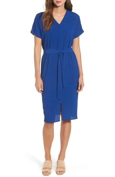 Shop Bobeau Stretch Crepe Dress In Blue