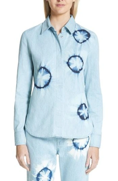 Shop Stella Mccartney Tie Dye Denim Shirt In Light Blue