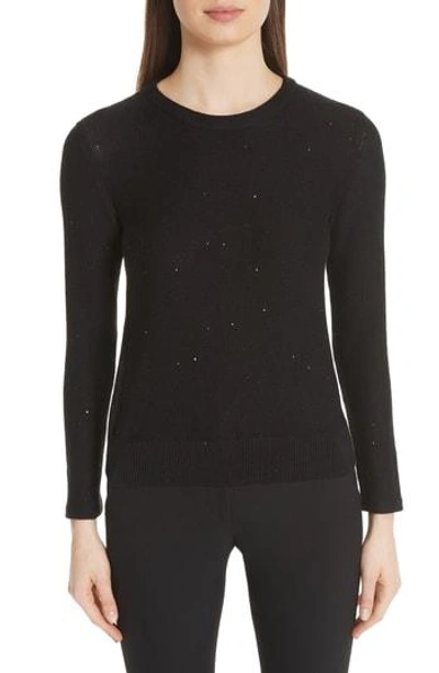 Shop Akris Sequin Knit Silk & Cotton Blend Sweater In Black