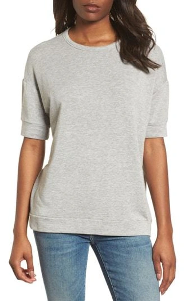 Shop Velvet By Graham & Spencer Short Sleeve Sweatshirt In Heather Grey