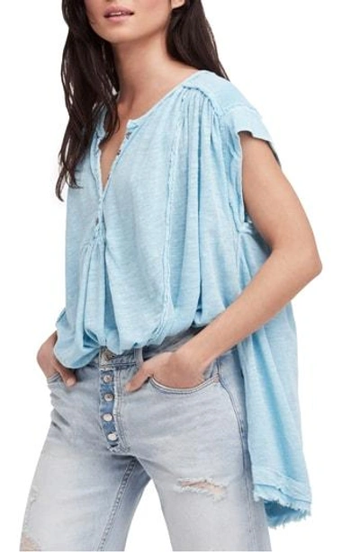 Shop Free People Aster Henley Top In Blue Green