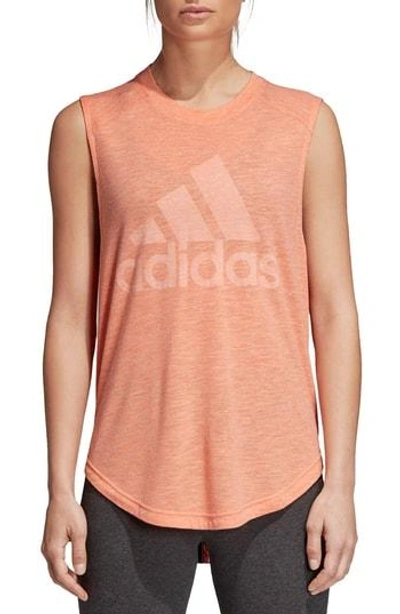 Shop Adidas Originals Winners Muscle Tank In Chalk Coral
