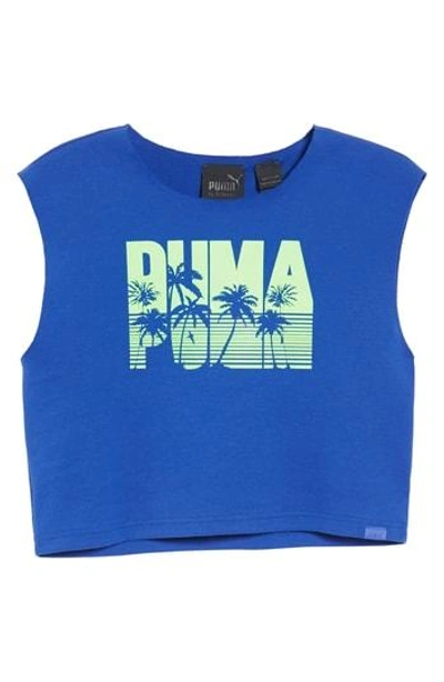 Shop Puma By Rihanna Logo Crop Top In Dazzling Blue