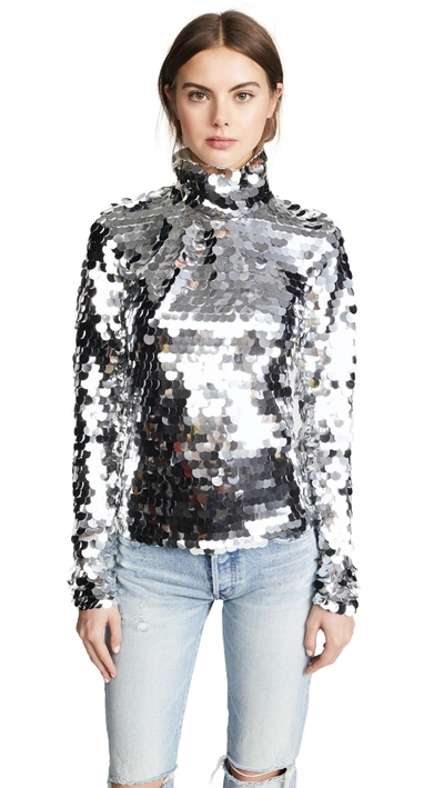 Shop Anouki Silver Sequin Turtleneck