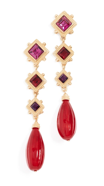 Shop Ben-amun Arielle Earrings In Red/gold