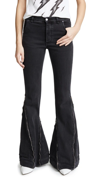 Shop Faith Connexion Zip Flare Jeans In Black