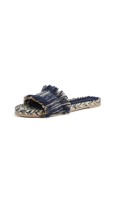 Shop Paloma Barceló Aqracejo Fringe Slides In Light Blue