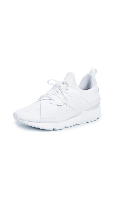 Shop Puma Muse Ep Sneakers In  White/ White