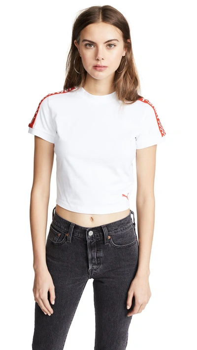 Shop Puma Short Sleeve Cropped Tee In Bright White