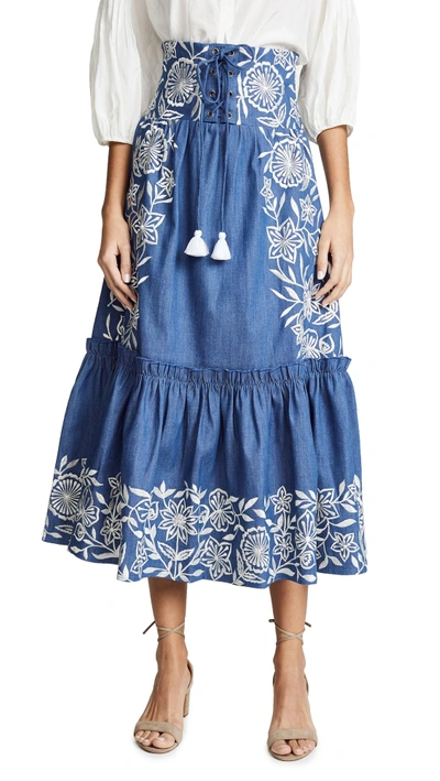 Shop Misa Louisa Skirt In Blue