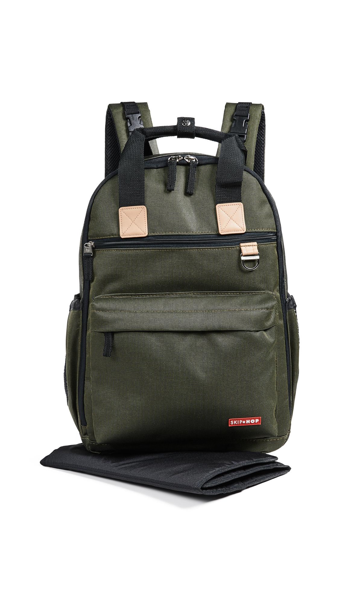 skip hop duo diaper backpack olive