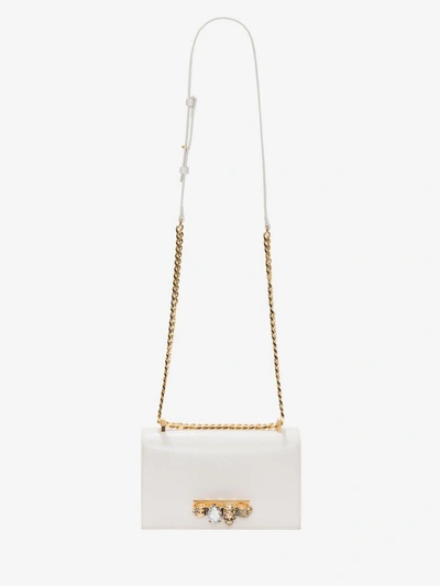 Shop Alexander Mcqueen Jewelled Satchel In Off White