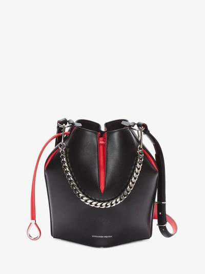 Shop Alexander Mcqueen The Bucket Bag In Black/lust Red