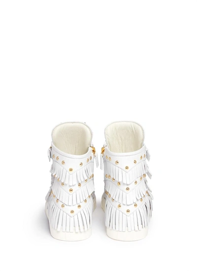 Shop Giuseppe Zanotti 'london' Fringe Stud Leather Sneakers