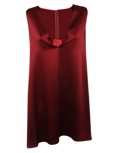 Shop Valentino Hammered Dress In Red