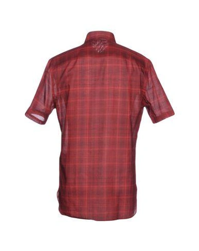 Shop Versace Checked Shirt In Red