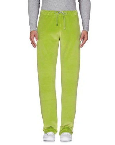 Shop Versace Casual Pants In Acid Green
