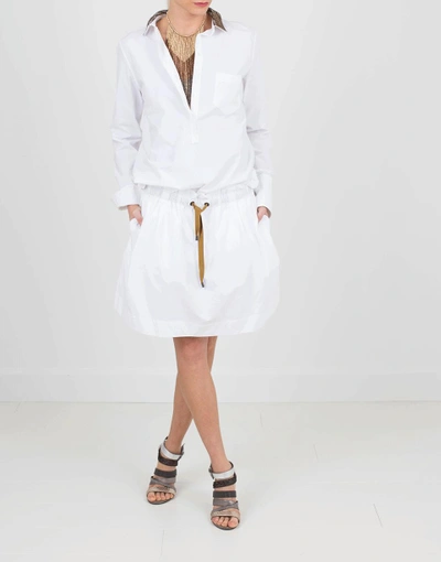 Shop Brunello Cucinelli Drawstring Waist Dress In White