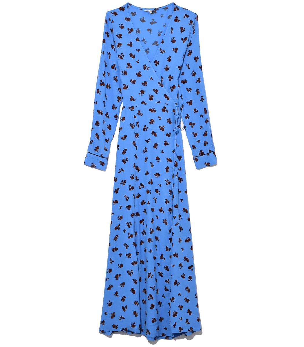 ganni blue wrap dress