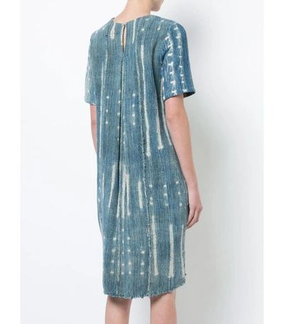 Shop Adam Lippes Blue/white Chambray Denim Shift Dress