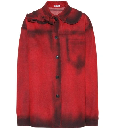 Shop Miu Miu Oversized Denim Jacket In Red