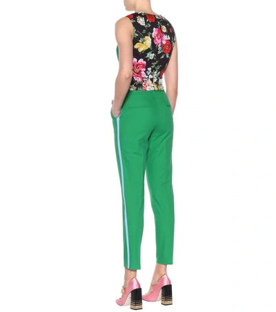 Shop Dolce & Gabbana Cropped Cotton-blend Trousers In Verde Lrillaete