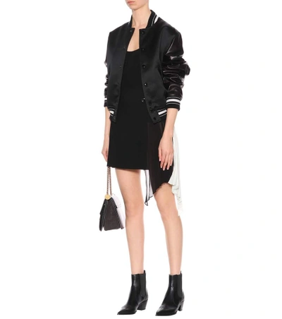 Shop Givenchy Georgette-panelled Wool Miniskirt In Black