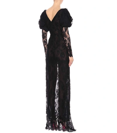 Shop Alessandra Rich Embellished Lace Gown In Black