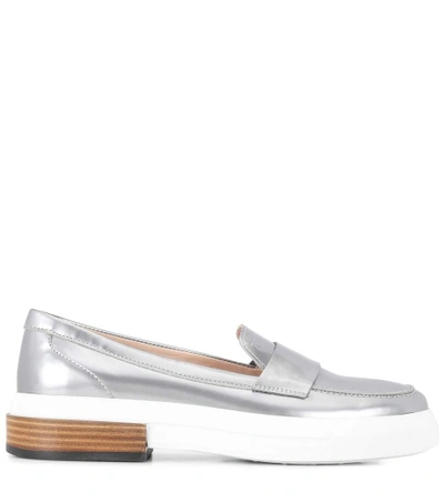 Shop Tod's Metallic Leather Loafers In Female