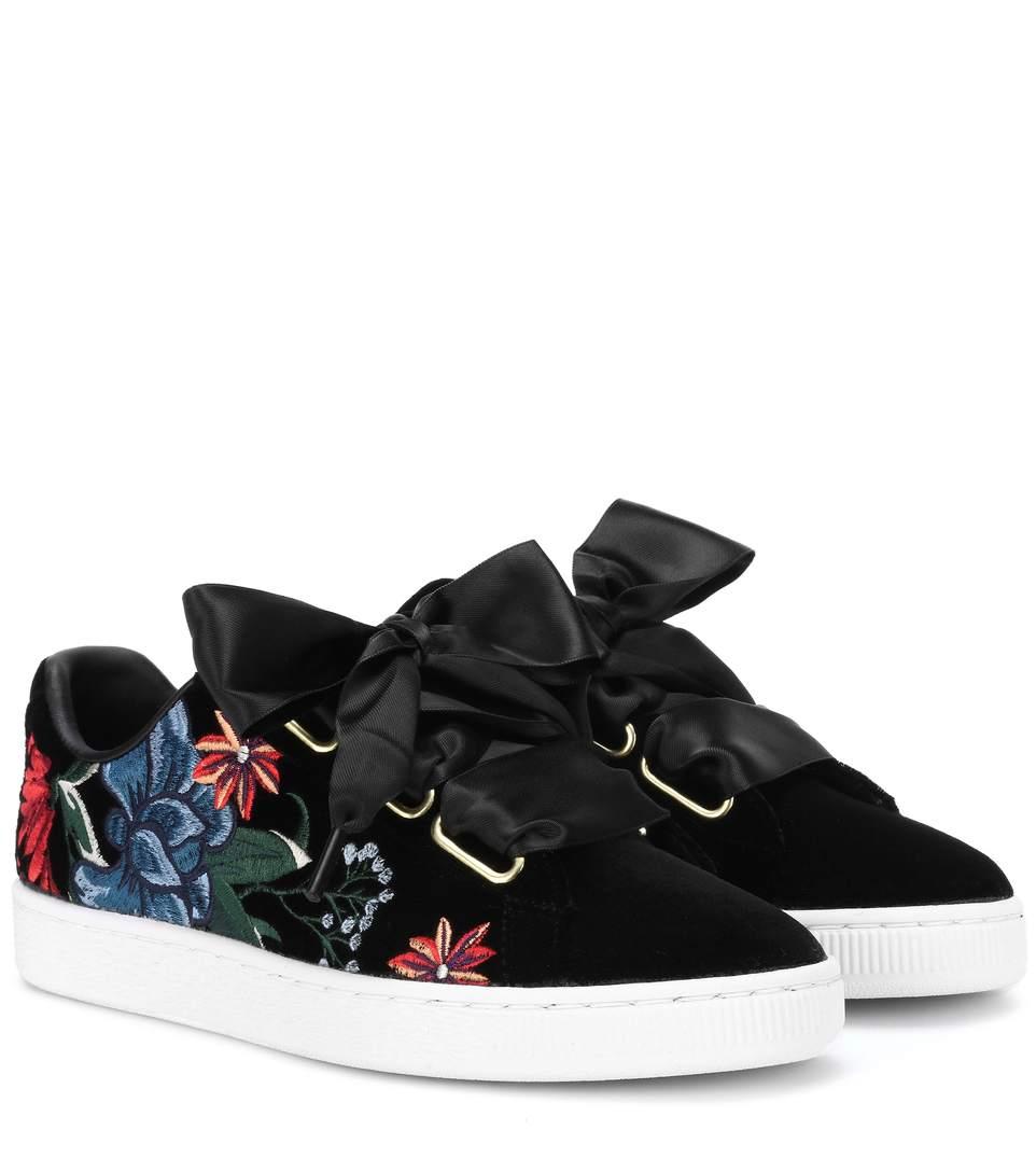 puma basket heart hyper embroidered sneaker black