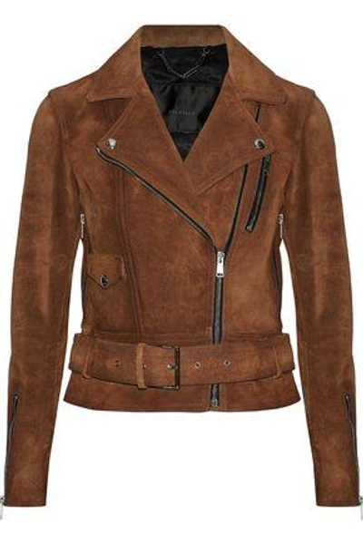 Shop Belstaff Woman Suede Biker Jacket Camel