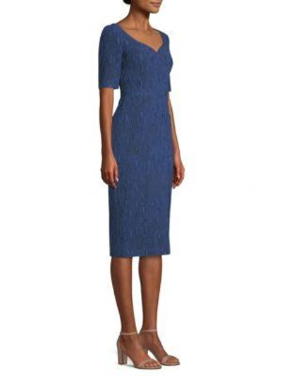 Shop Jason Wu Stretch Cloque Jacquard Dress In Deep Sea Blue