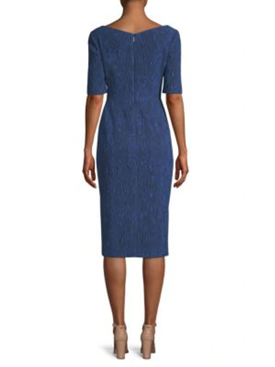 Shop Jason Wu Stretch Cloque Jacquard Dress In Deep Sea Blue