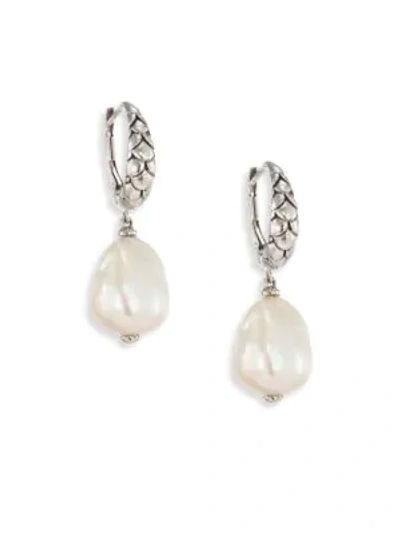 Shop John Hardy Legends Naga 11mm White Baroque Pearl & Sterling Silver Dangle Drop Earrings In Silver Pearl