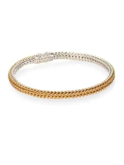 Shop John Hardy Women's Classic Chain 18k Yellow Gold & Sterling Silver Extra-small Reversible Bracelet In Silver Gold