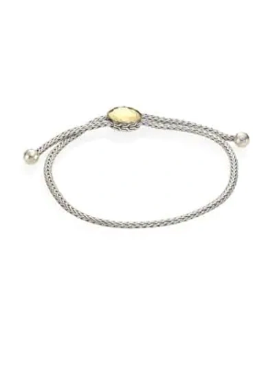 Shop John Hardy Women's Classic Chain Hammered 18k Yellow Gold & Sterling Silver Pull Through Bracelet In Silver Gold