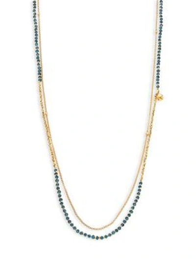 Shop Astley Clarke Biography Ocean Quartz Beaded Double-strand Necklace In Gold Lapis Lazuli