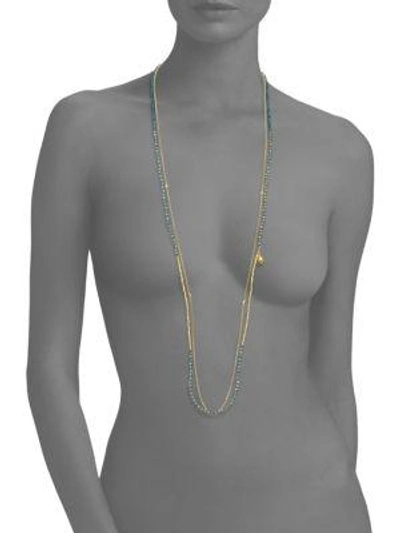 Shop Astley Clarke Biography Ocean Quartz Beaded Double-strand Necklace In Gold Lapis Lazuli