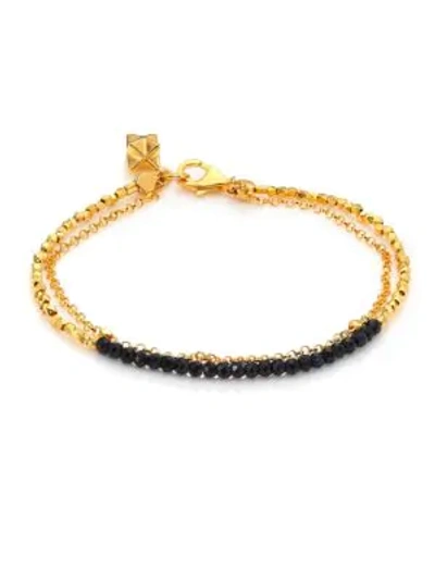 Shop Astley Clarke Biography Black Spinel Beaded Friendship Bracelet In Gold Black