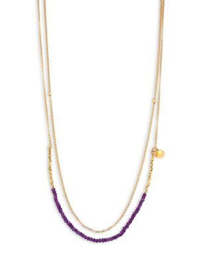 Shop Astley Clarke Biography Amethyst Beaded Double-strand Necklace In Gold Amethyst