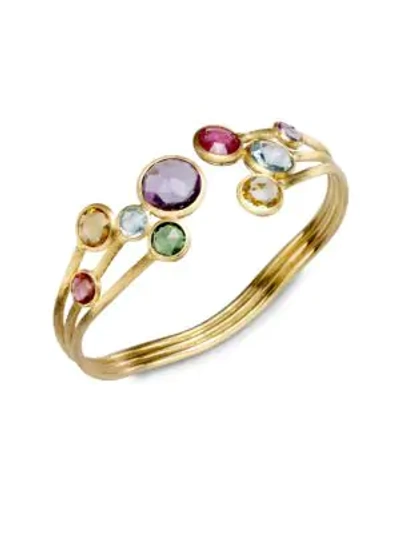 Shop Marco Bicego Jaipur Semi-precious Multi-stone & 18k Yellow Gold Three-row Cuff Bracelet In Gold Multi