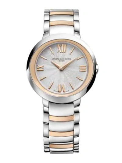 Shop Baume & Mercier Women's Promesse Two-tone 18k Rose Gold & Stainless Steel Bracelet Watch In Silver Rose Gold