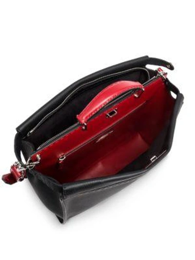 Shop Fendi Peekaboo Leather Bag In Black Red