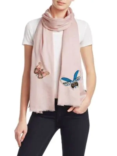 Shop Valentino Butterfly Silk Shawl In Rose Multi