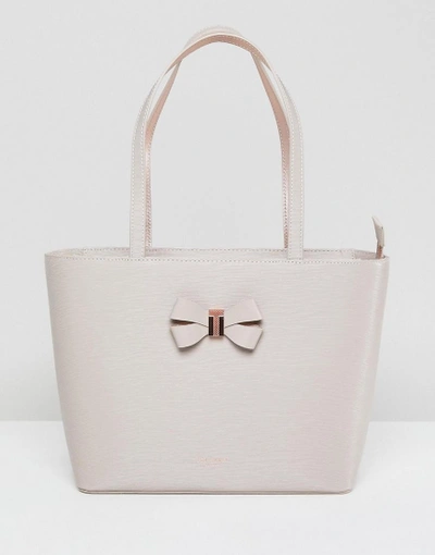 Shop Ted Baker Bow Shopper In Leather - Beige