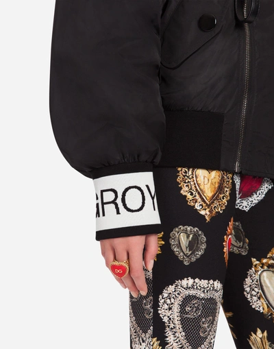 Shop Dolce & Gabbana Nylon Bomber Jacket In Black